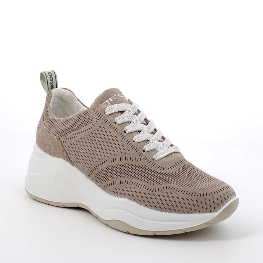 "Igi&Co Women's Leather Wedge Sneakers – Visone Style for Comfort & Fashion"