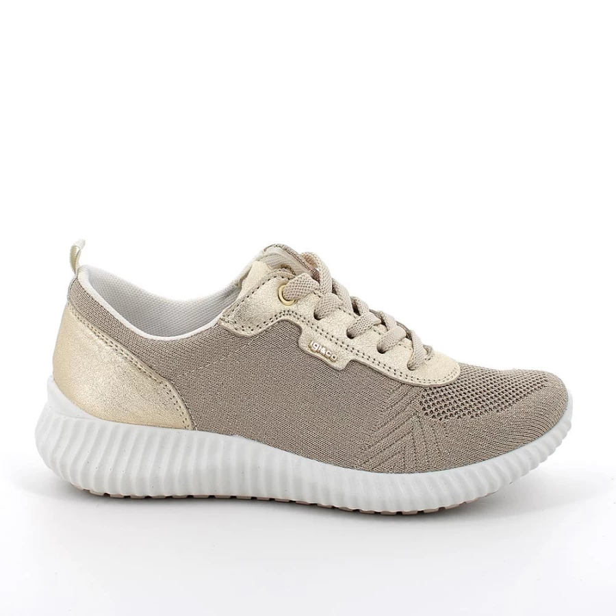 Igi&Co Women's Beige-Platinum Sneaker Sock Hybrid Comfortable Fashion Shoes