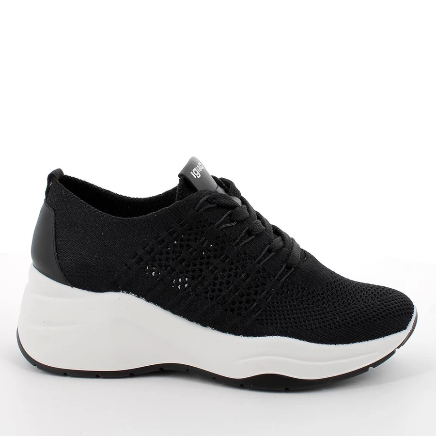 "Igi&Co Women's Black Wedge Sneakers - Stylish & Comfortable Footwear"
