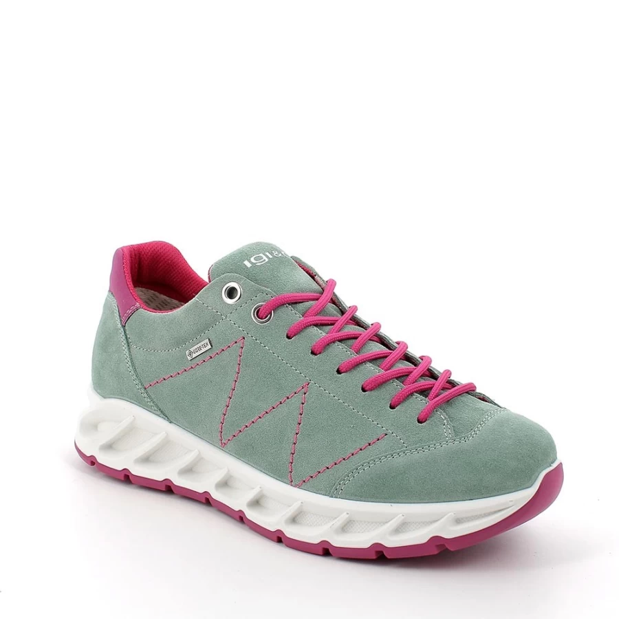 "Igi&Co Women's Mint Green Leather Sneakers with Gore-Tex® Waterproof Technology"