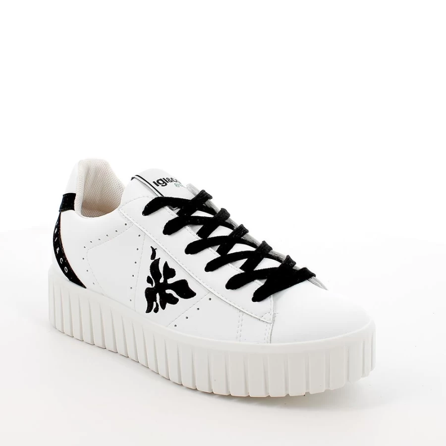 Igi&Co Women's White and Black Sneakers - Fashionable Athletic Shoes for Ladies
