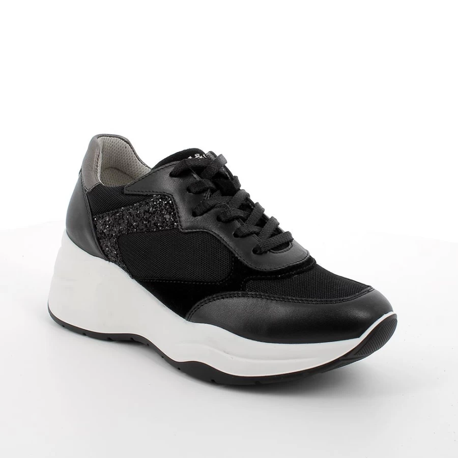 "Igi&Co Women's Black Wedge Sneakers - Stylish & Comfortable Footwear"