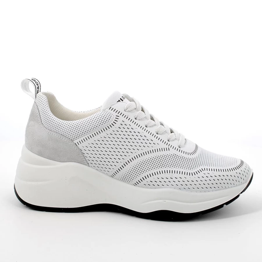 "Igi&Co Women's White Leather Wedge Sneakers - Fashionable Comfort Footwear"