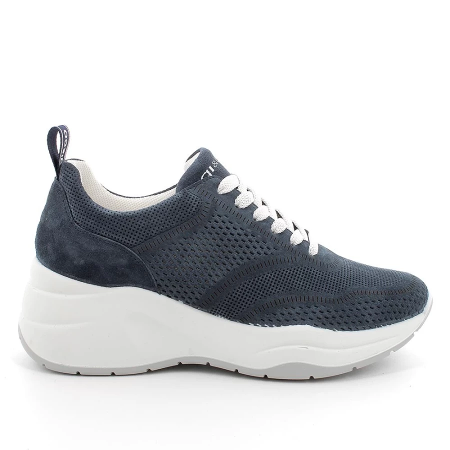 "Igi&Co Women's Leather Wedge Sneakers for Jeans - Stylish & Comfortable"