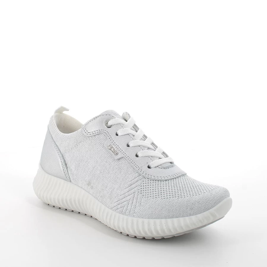 "Igi&Co Women's White-Silver Sneaker Sock Shoes"