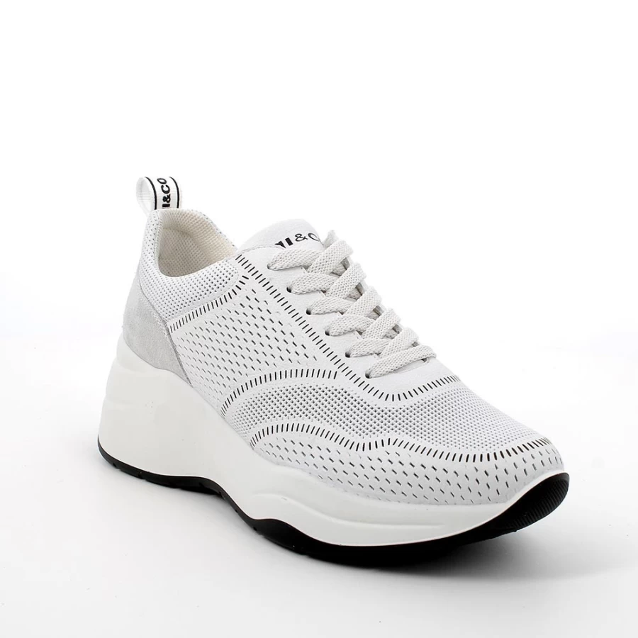 "Igi&Co Women's White Leather Wedge Sneakers - Fashionable Comfort Footwear"