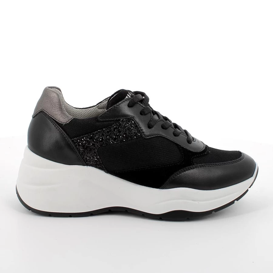 "Igi&Co Women's Black Wedge Sneakers - Stylish & Comfortable Footwear"