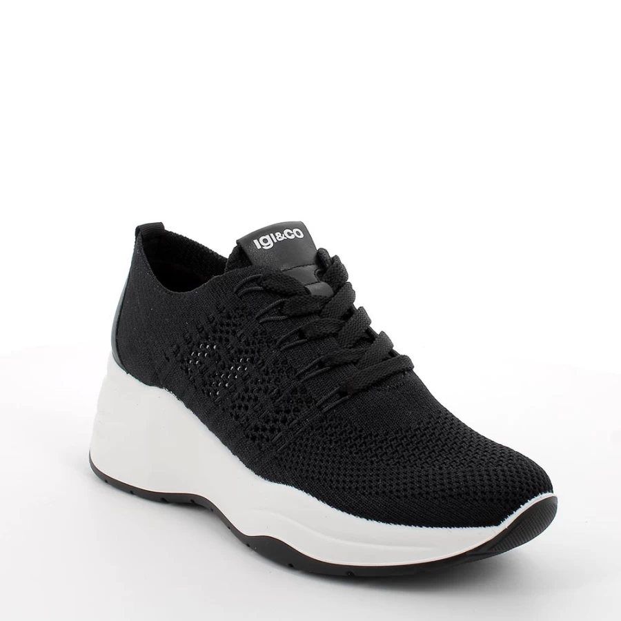 "Igi&Co Women's Black Wedge Sneakers - Stylish & Comfortable Footwear"