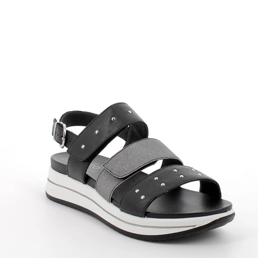 "Igi&Co Women's Black Wedge Sandals – Stylish & Comfortable Footwear"