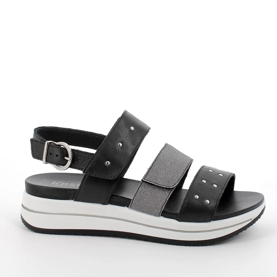 "Igi&Co Women's Black Wedge Sandals – Stylish & Comfortable Footwear"
