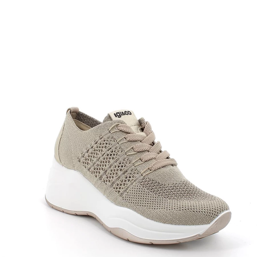 Igi&Co Women's Beige-Platinum Wedge Sneakers for Comfort and Style