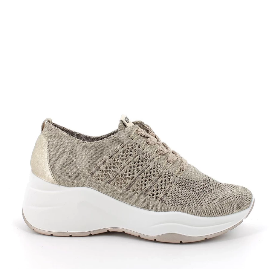 Igi&Co Women's Beige-Platinum Wedge Sneakers for Comfort and Style