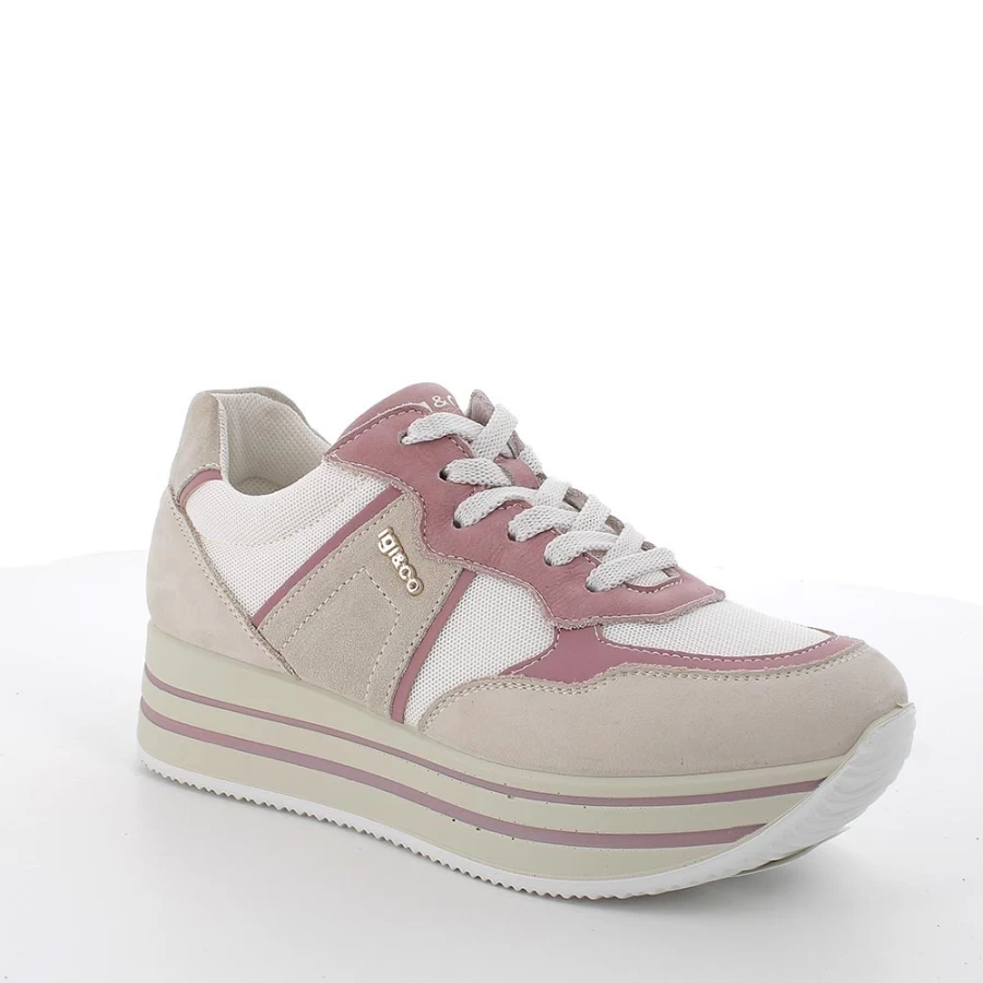 "Igi&Co Women's Pearl-White Wedge Sneakers for Style and Comfort"