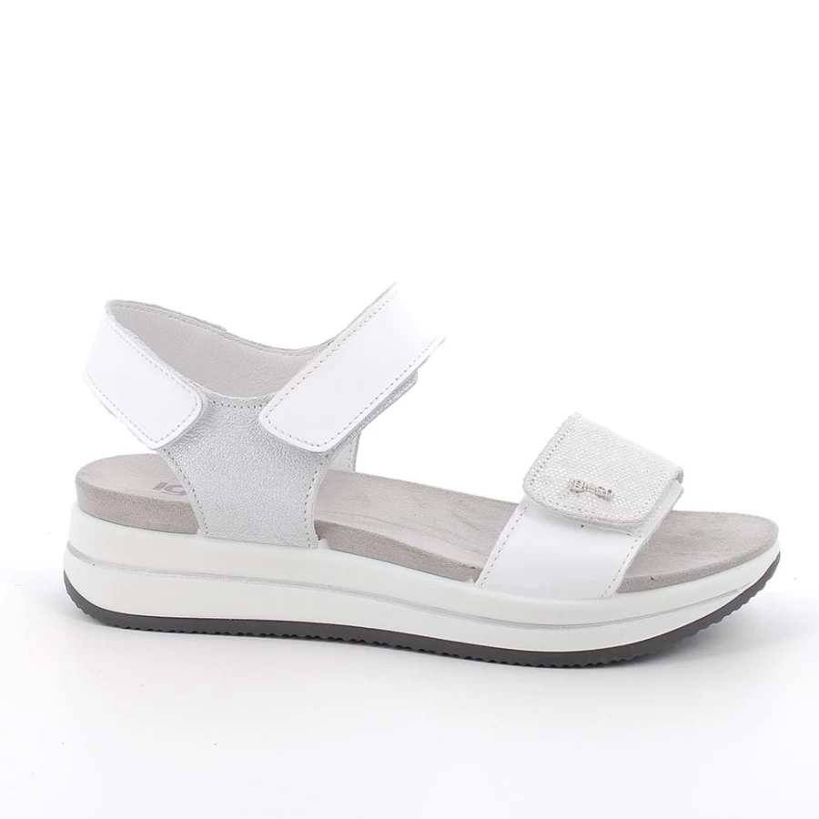 "Igi&Co Women's White Leather Wedge Sandals – Stylish & Comfortable"