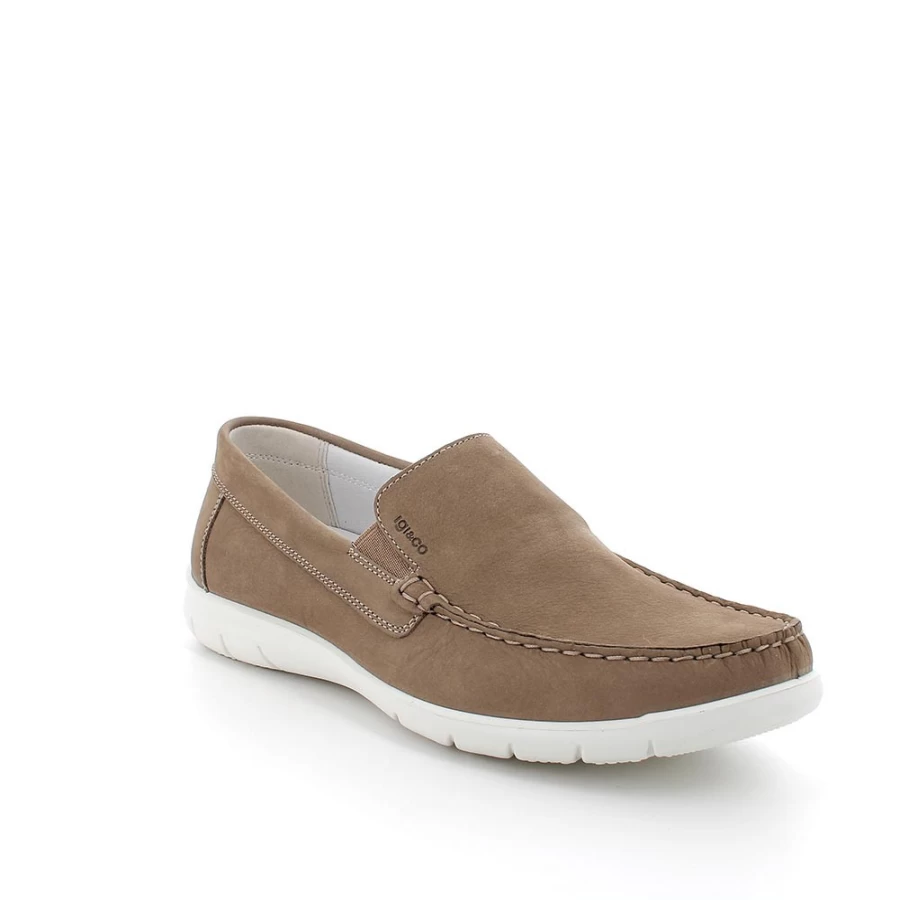 "Igi&Co Men's Taupe Leather Moccasin Shoes"