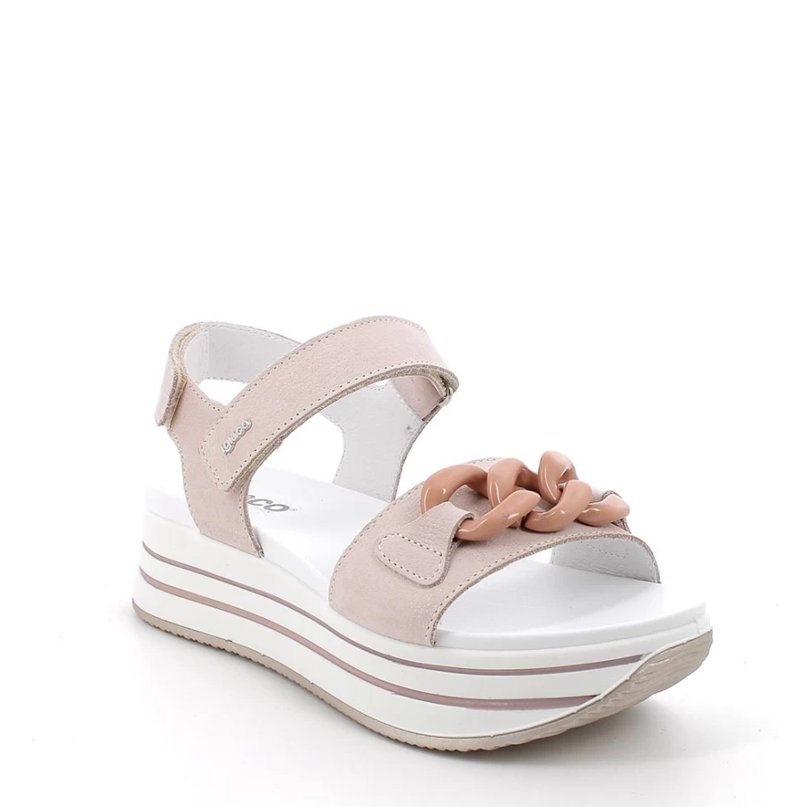 "Igi&Co Women's Leather Wedge Sandals in Powder Pink"