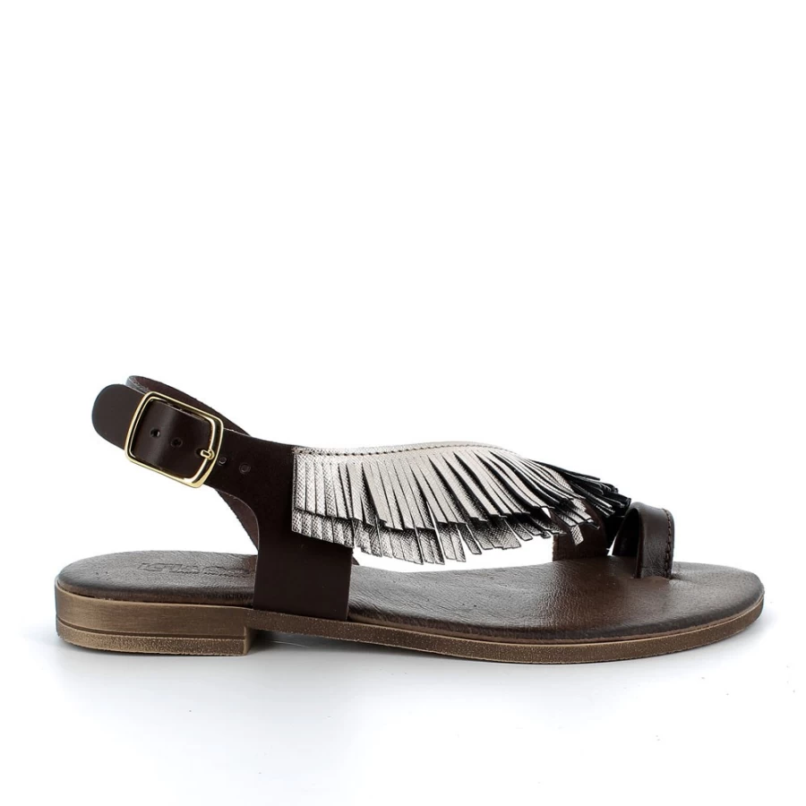 "Igi&Co Women's Dark Brown Leather Sandals – Stylish & Comfortable Footwear"
