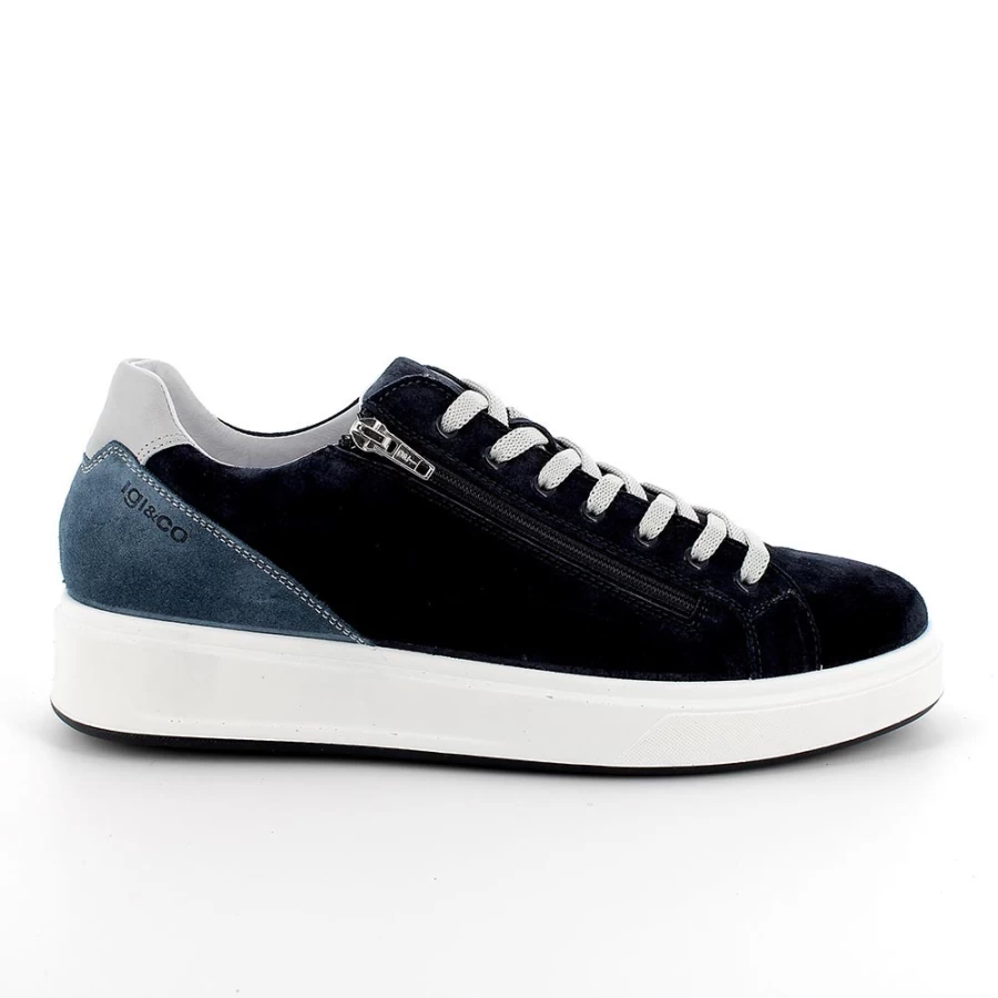"Igi&Co Men's Blue Leather Sneakers – Premium Comfort & Style"