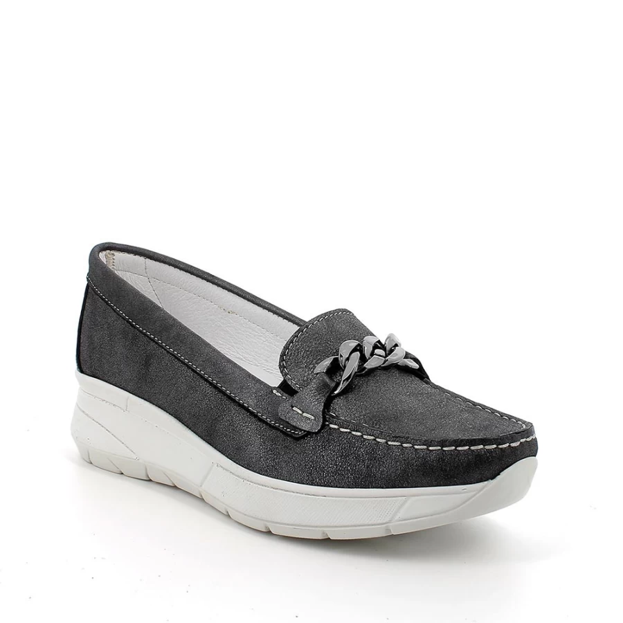 "Igi&Co Women's Black Leather Moccasin Shoes"