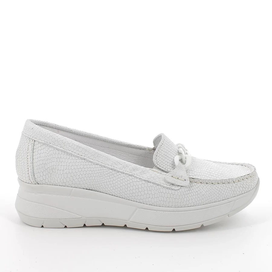 "Igi&Co Women's White Iridescent Leather Moccasin Shoes"