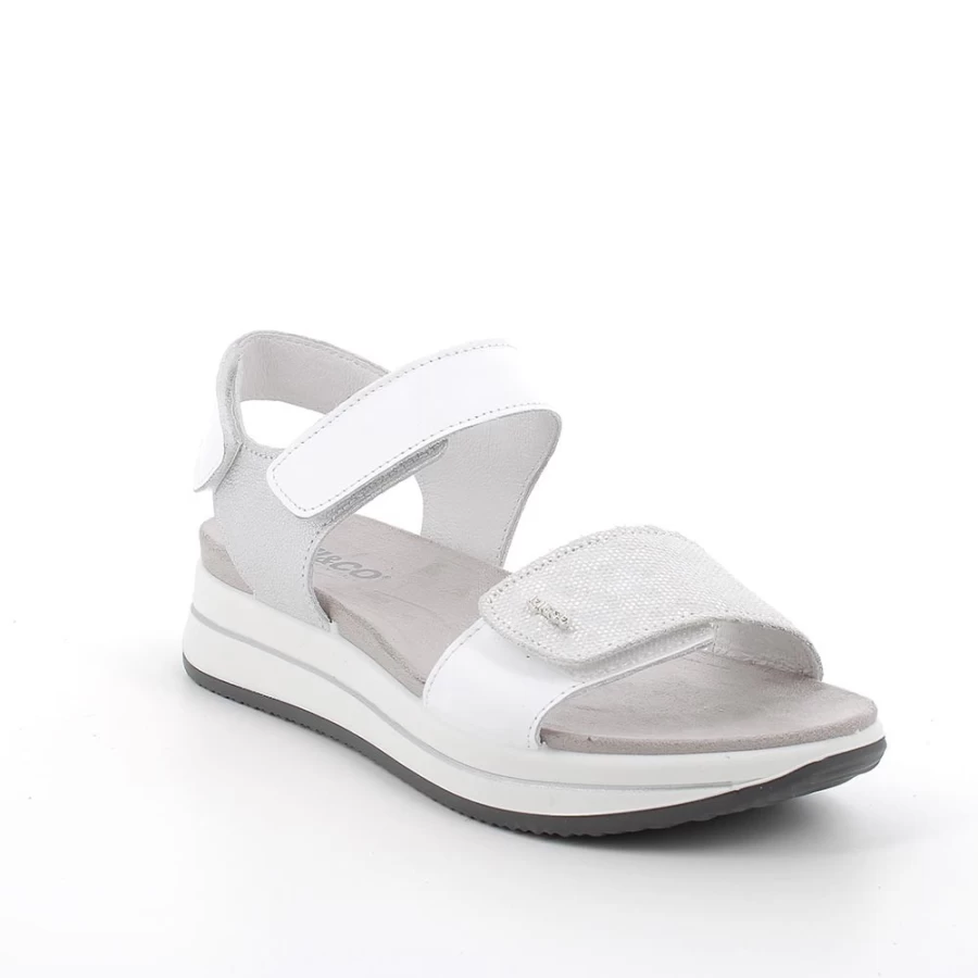 "Igi&Co Women's White Leather Wedge Sandals – Stylish & Comfortable"