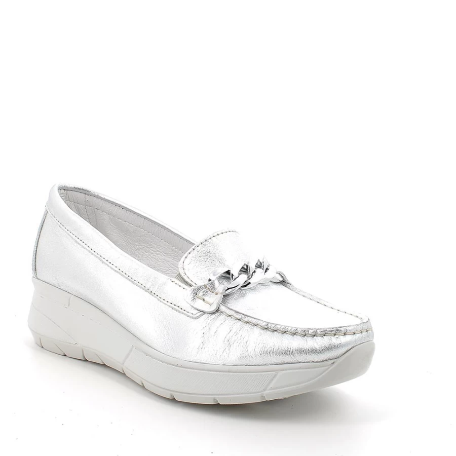 "Igi&Co Women's Silver Leather Moccasin Shoes"