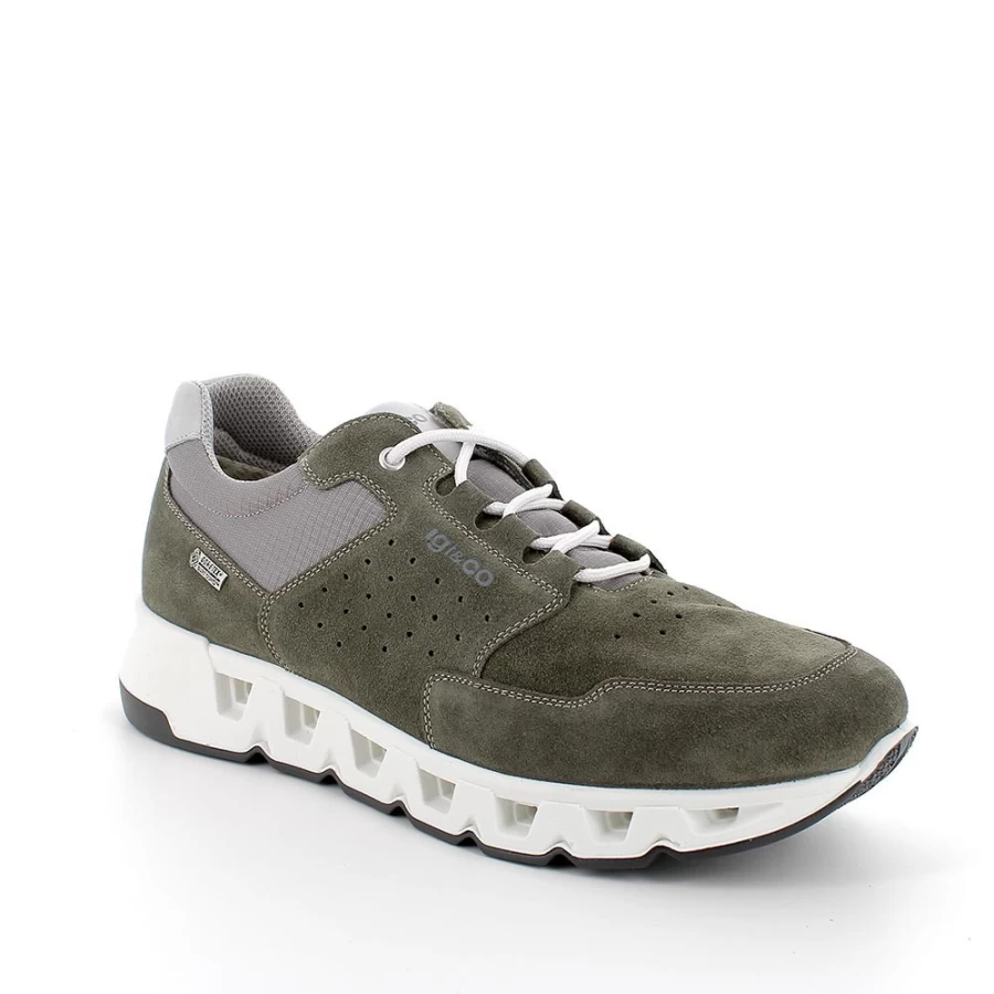 "Igi&Co Men's Dark Green Gore-Tex® Surround Sneakers – Waterproof & Breathable"