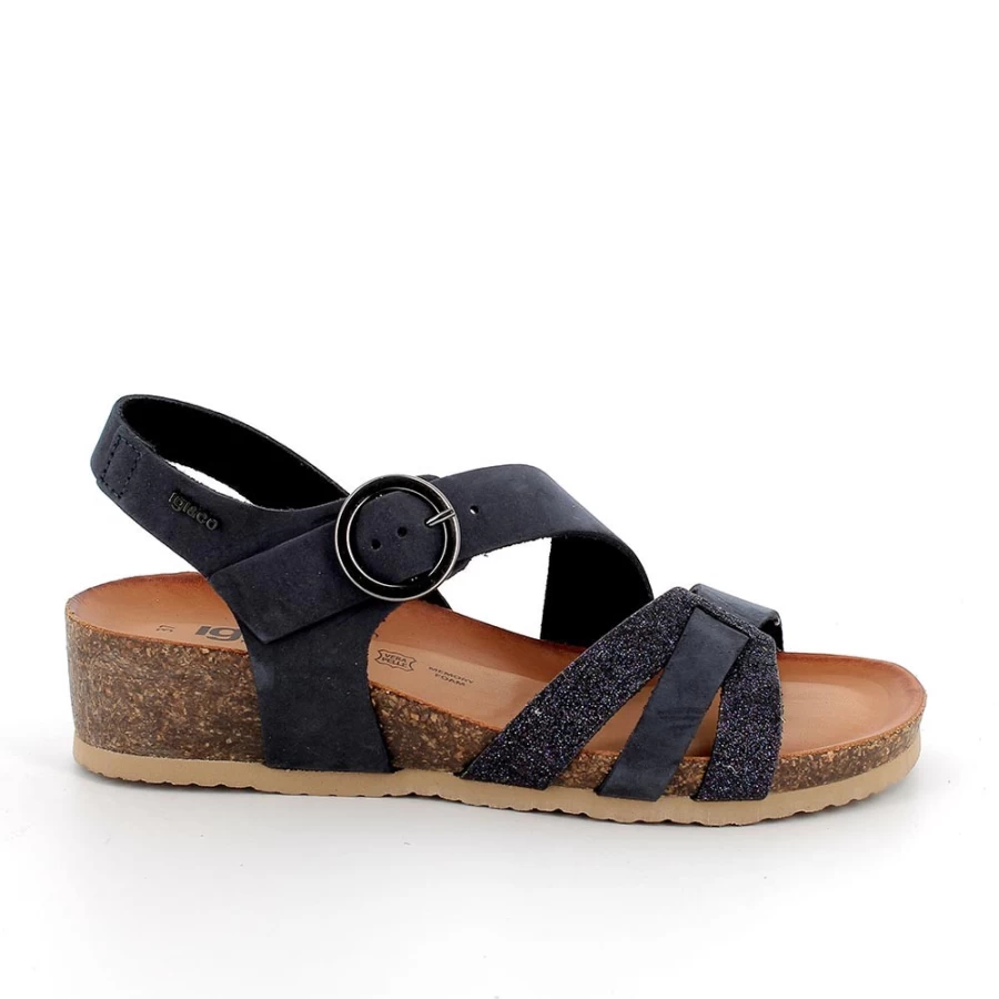 "Igi&Co Women's Blue Leather Sandals – Stylish & Comfortable Footwear"