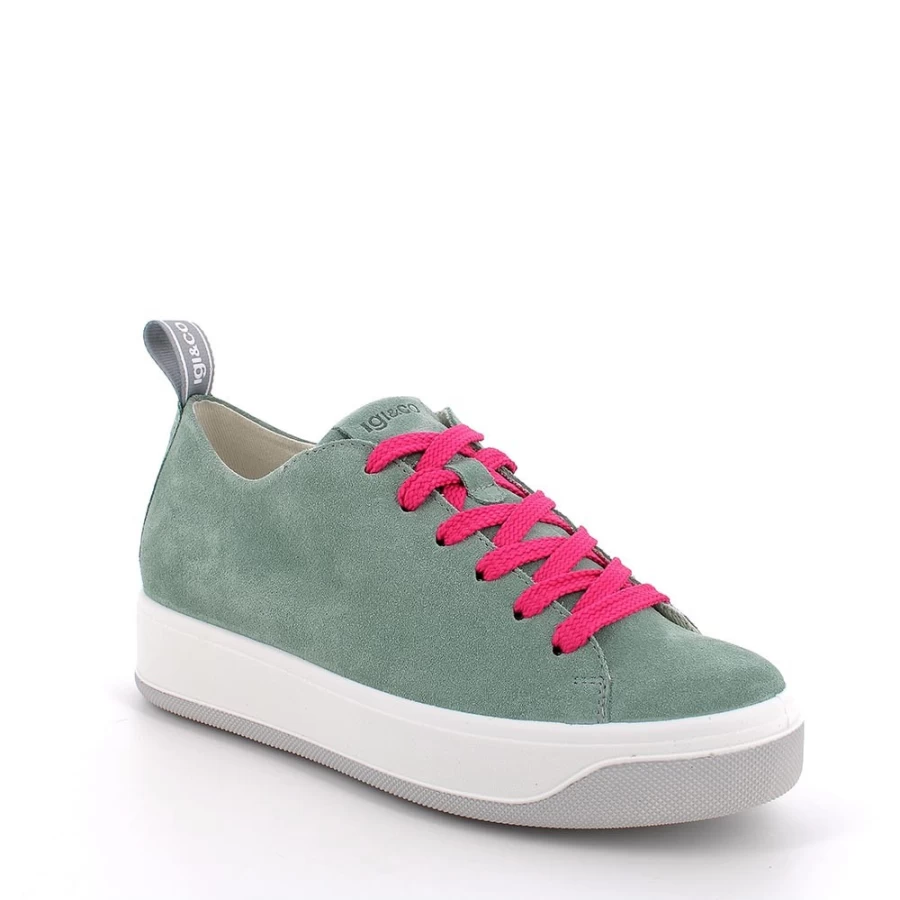 "Igi&Co Women's Mint Green Leather Sneakers"