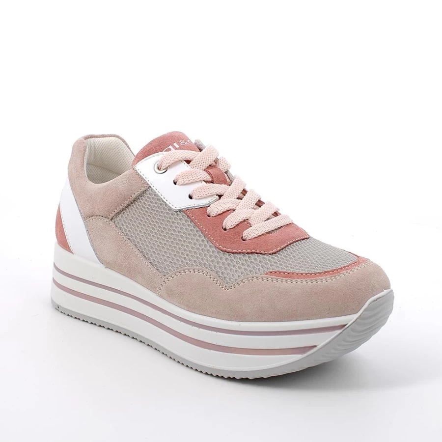 "Igi&Co Women's Powder-White Wedge Sneakers - Stylish & Comfortable Footwear"