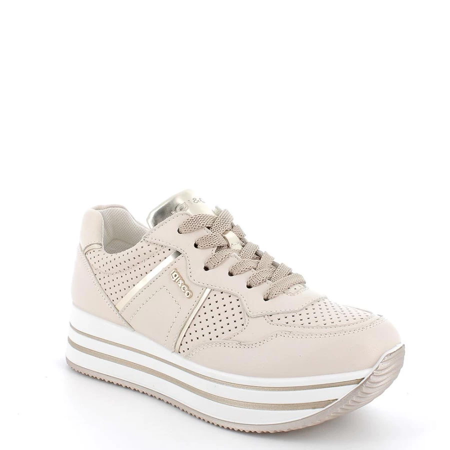 "Igi&Co Women's Leather Wedge Sneakers in Ecru"
