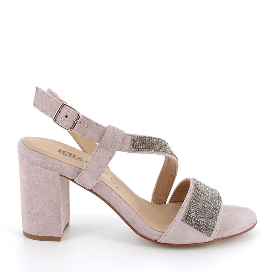 "Igi&Co Women's Leather Heeled Sandals in Powder Pink"