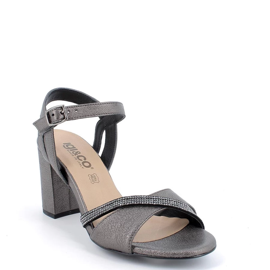"Igi&Co Women's Leather Sandals with Heel - Stylish Back Strap Design"