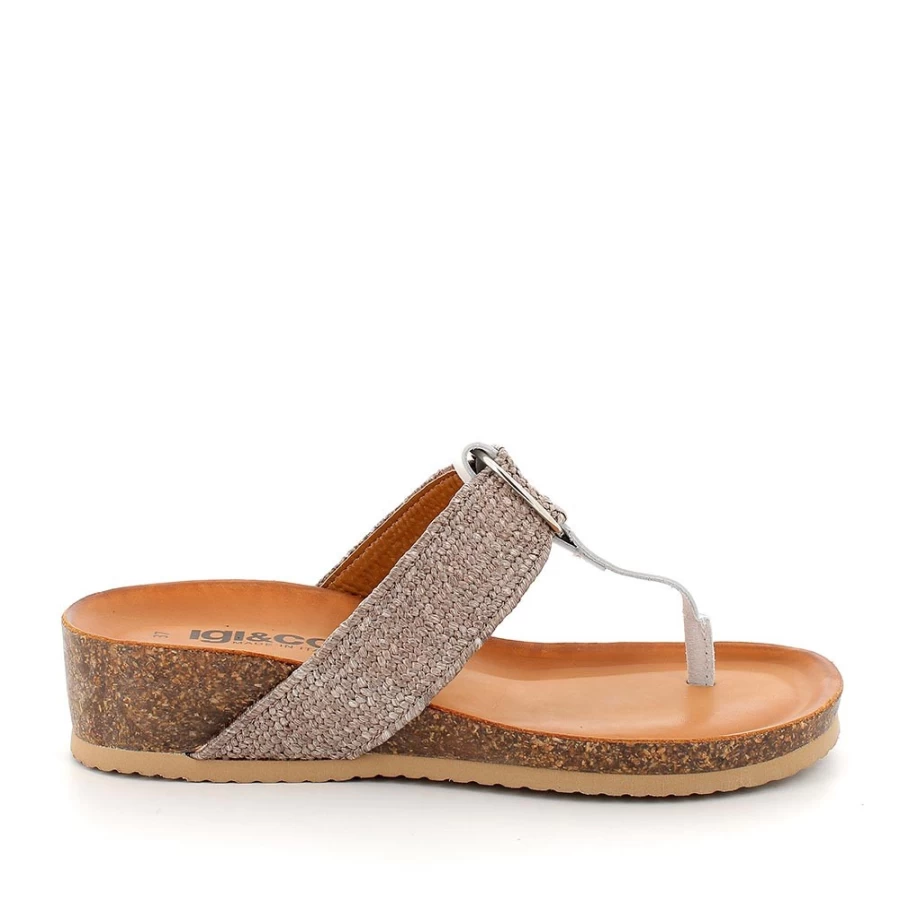"Igi&Co Women's White Leather Flip Flop Sandals"