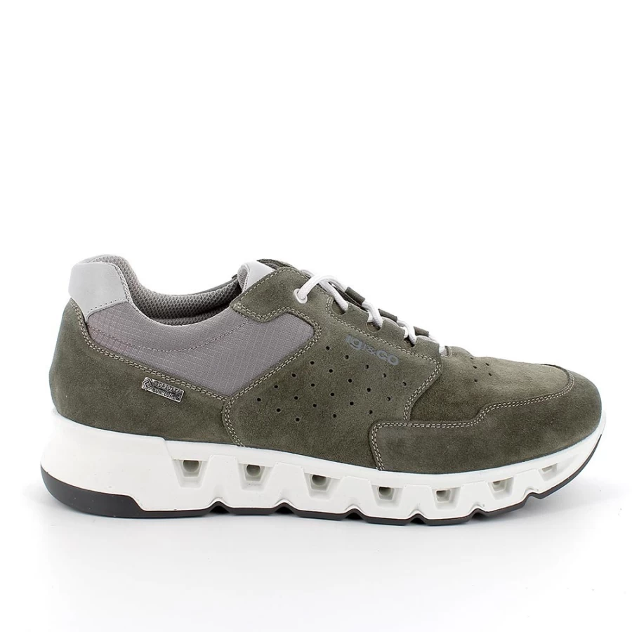 "Igi&Co Men's Dark Green Gore-Tex® Surround Sneakers – Waterproof & Breathable"
