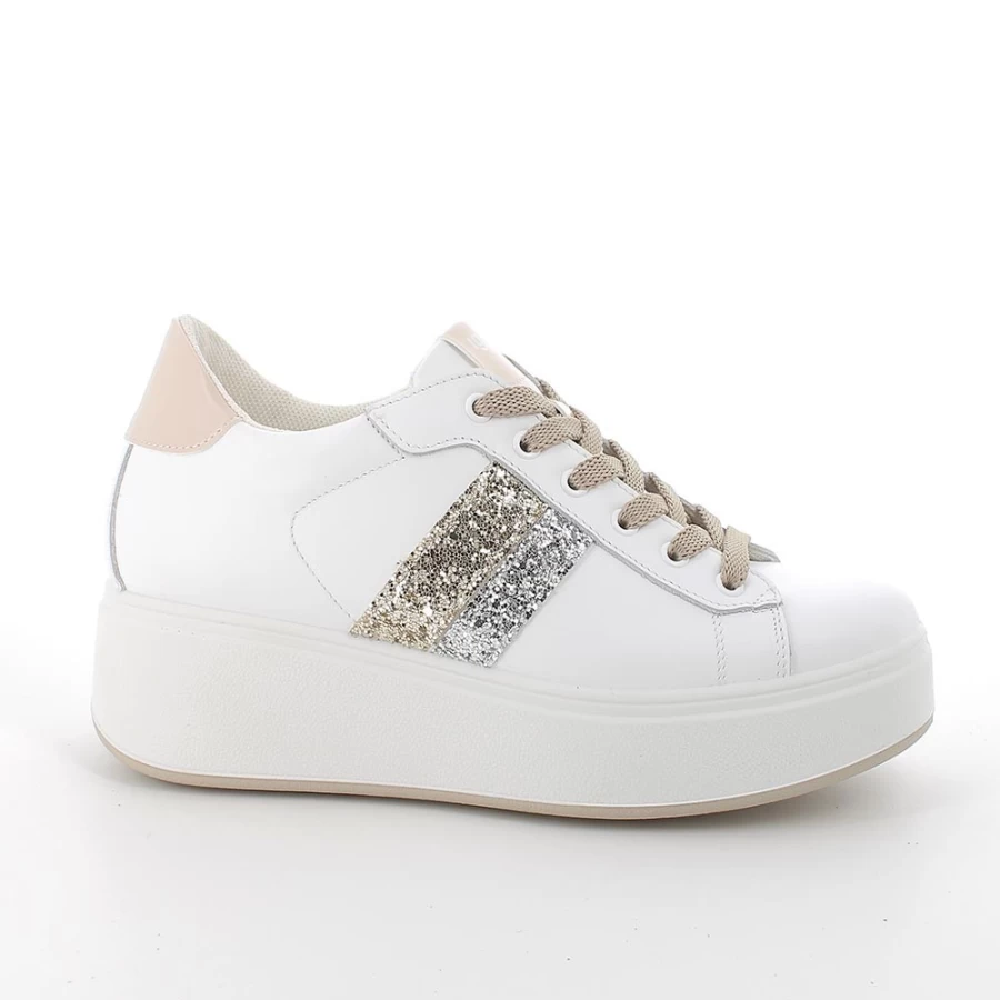 "Igi&Co Women's White Leather Wedge Sneakers for Style and Comfort"