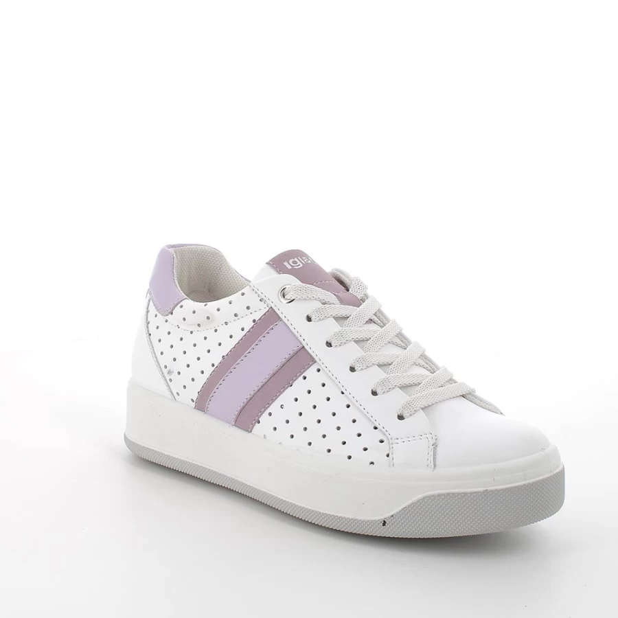 "Igi&Co Women's White-Violet Leather Sneakers"