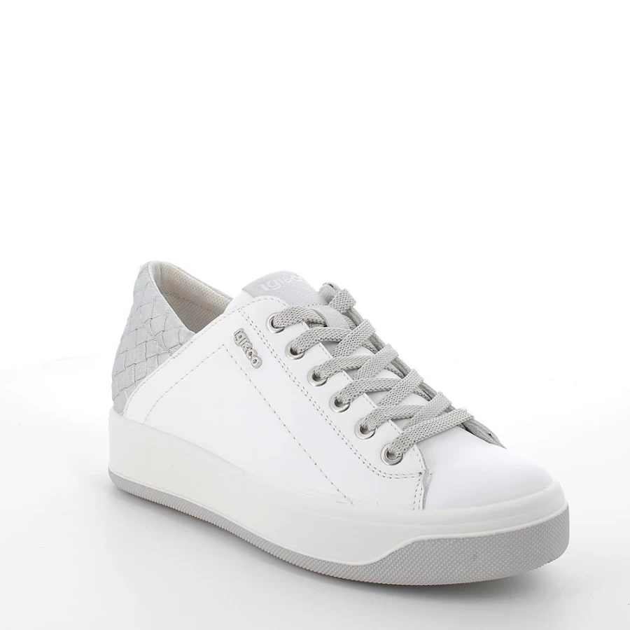 "Igi&Co Women's White-Silver Leather Sneakers"