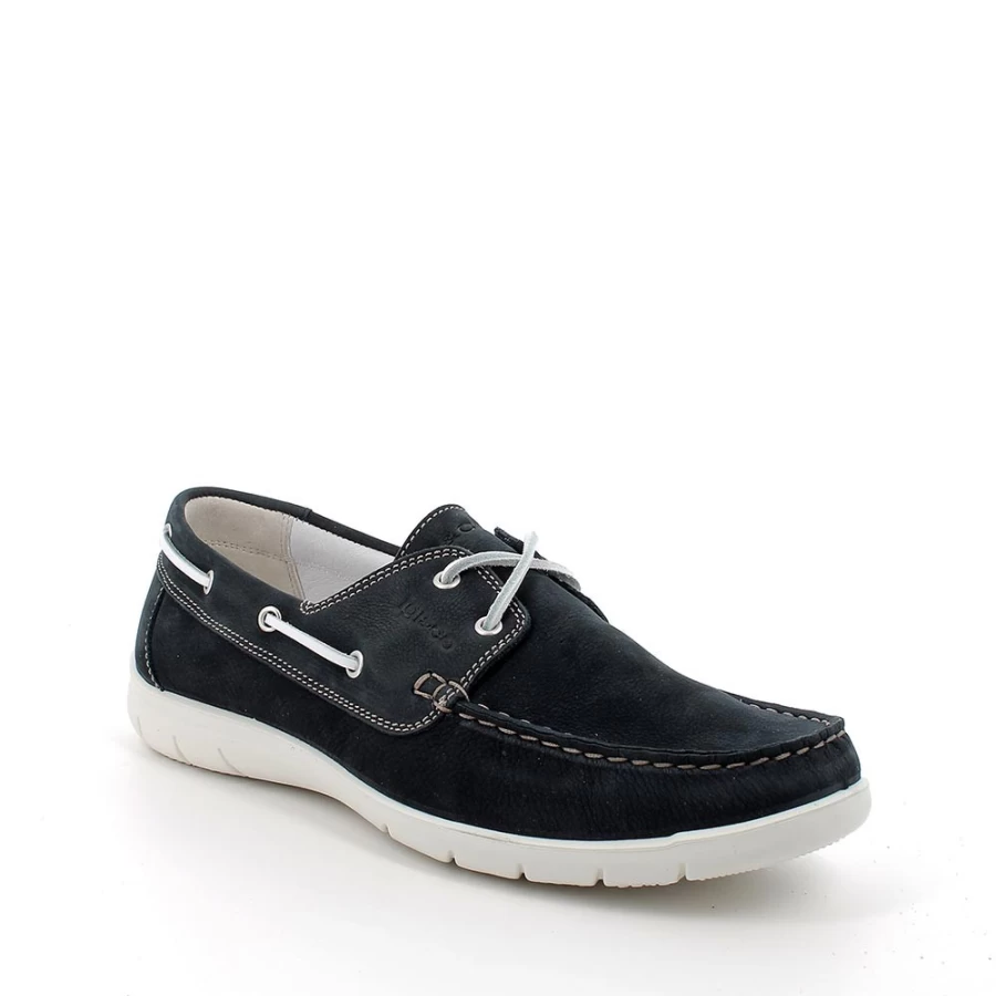 "Igi&Co Men's Blue Leather Moccasin Shoes"