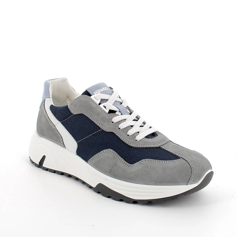 Igi&Co Men's Grey-Blue Sneakers - Casual Athletic Shoes for Men