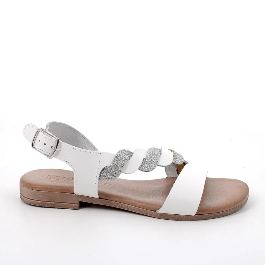 "Igi&Co Women's White & Silver Leather Sandals – Elegant Ladies Footwear"
