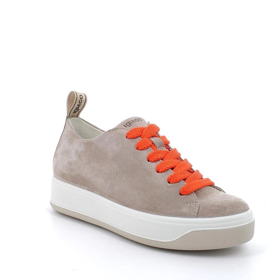 "Igi&Co Women's Light Brown Leather Sneakers - Stylish & Comfortable"