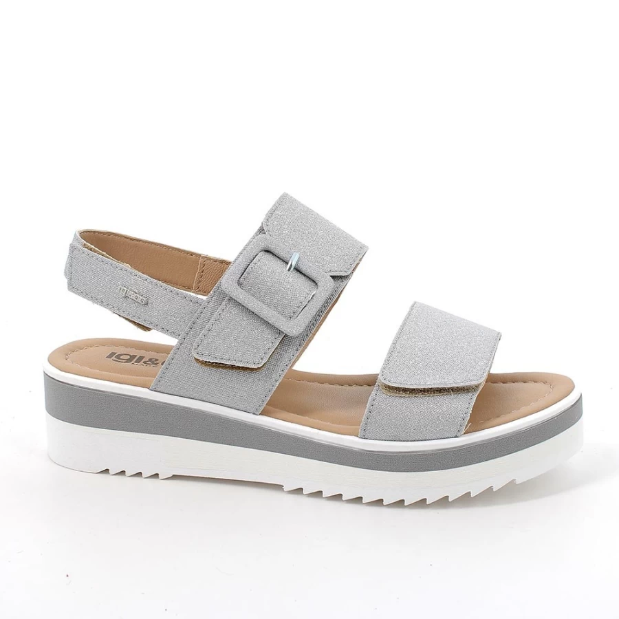 "Igi&Co Women's Silver Wedge Sandals – Stylish & Comfortable Footwear"