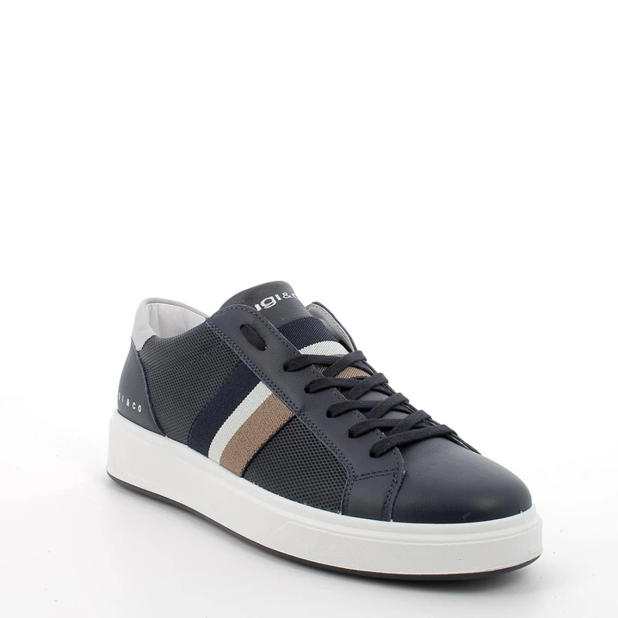 "Igi&Co Men's Blue Leather Sneakers – Premium Comfort & Style"