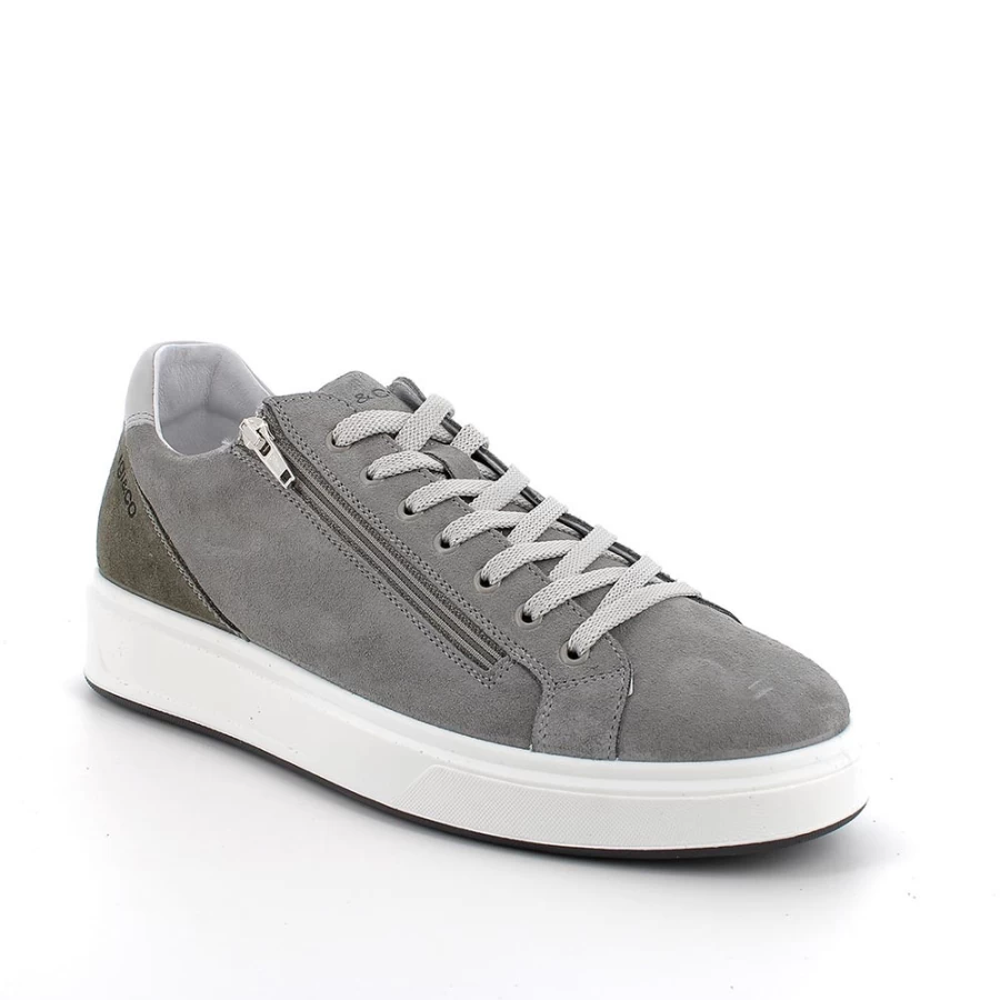 "Igi&Co Men's Grey Leather Sneakers for Style and Comfort"