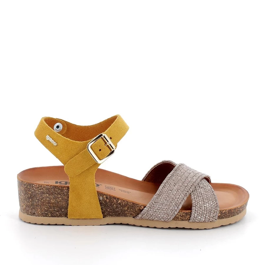 "Igi&Co Women's Leather Sandals in Ochre – Stylish & Comfortable Footwear"