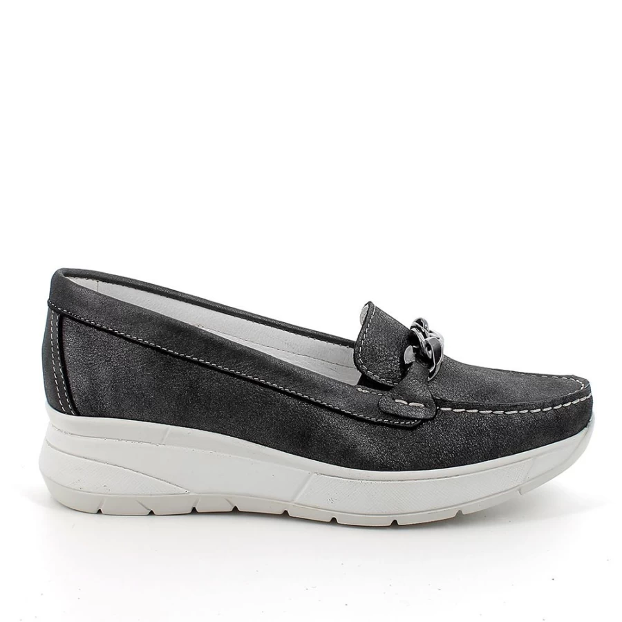 "Igi&Co Women's Black Leather Moccasin Shoes"