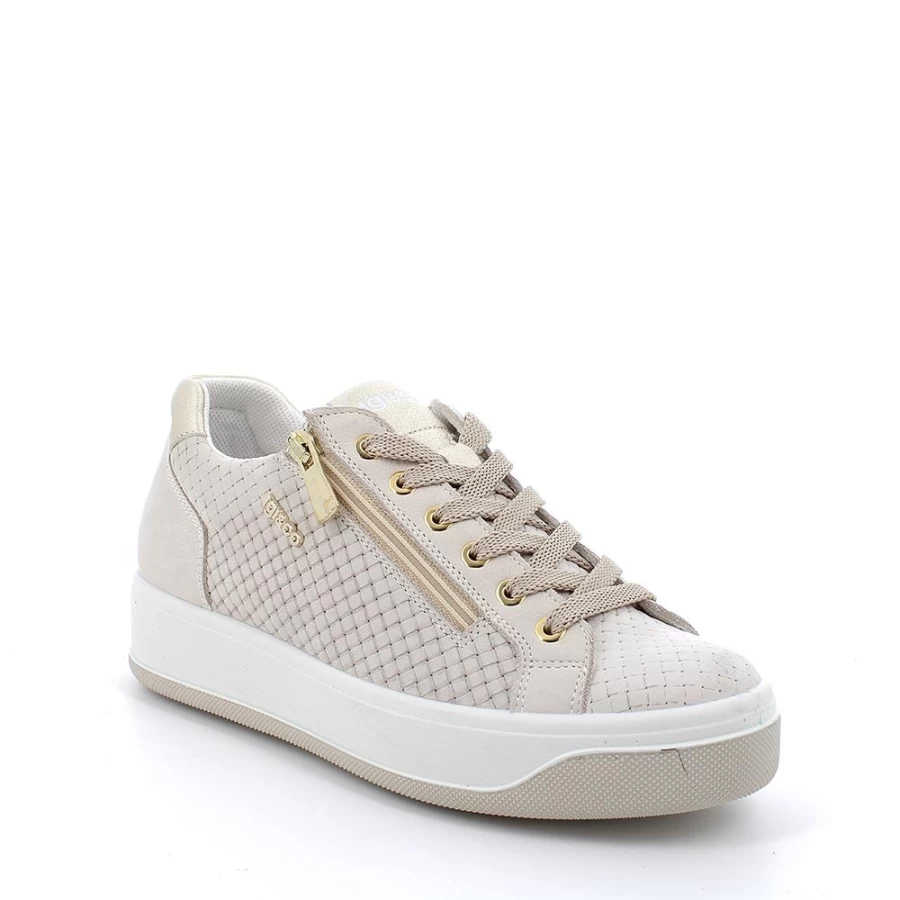 "Igi&Co Women's Off-White Leather Sneakers - Fashionable Comfort Footwear"