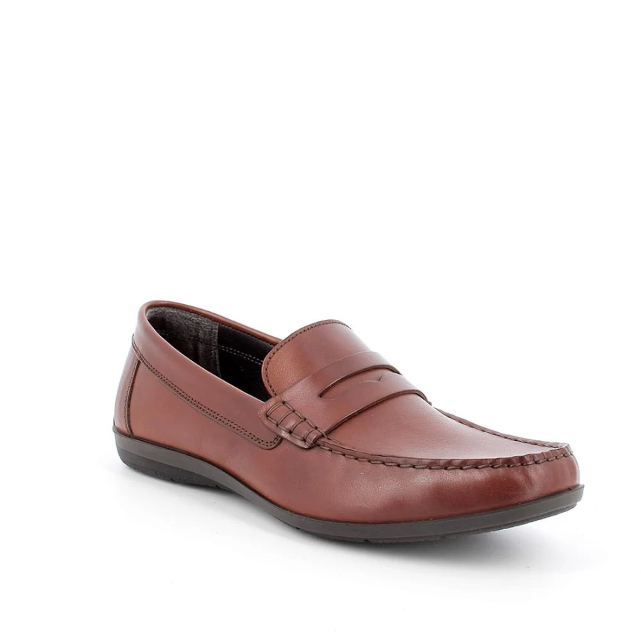 "Igi&Co Men's Cognac Leather Moccasin Shoes"