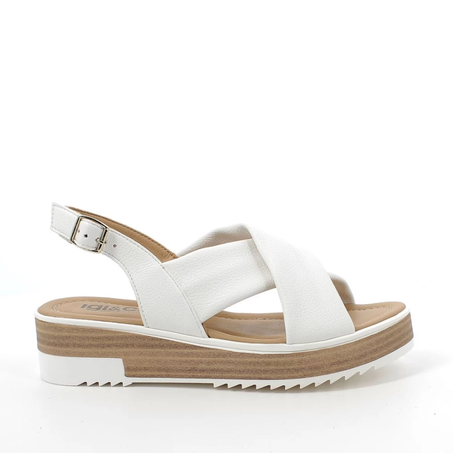 Igi&Co Women's White Wedge Sandals – Stylish Comfort Summer Shoes